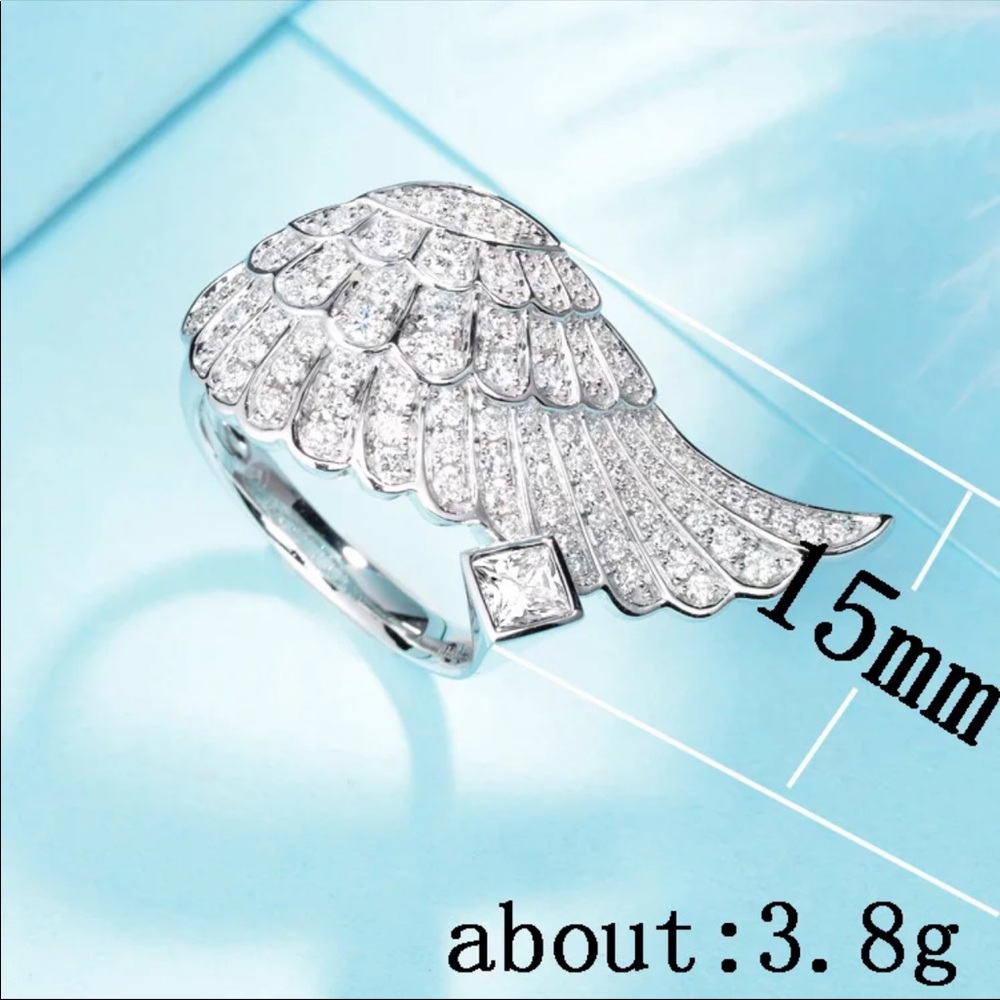 Feather 925  Silver  White Sapphire Ring - Picture 9 of 10